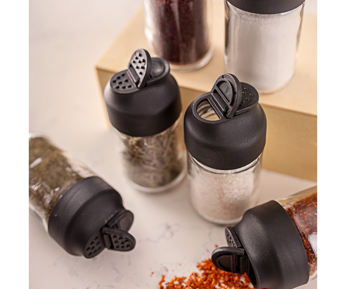 Porsima Double Covered Mini Glass Spice Shakers Set of 6 - Glass Salt & Pepper Shakers - Mini Spice Shakers Set