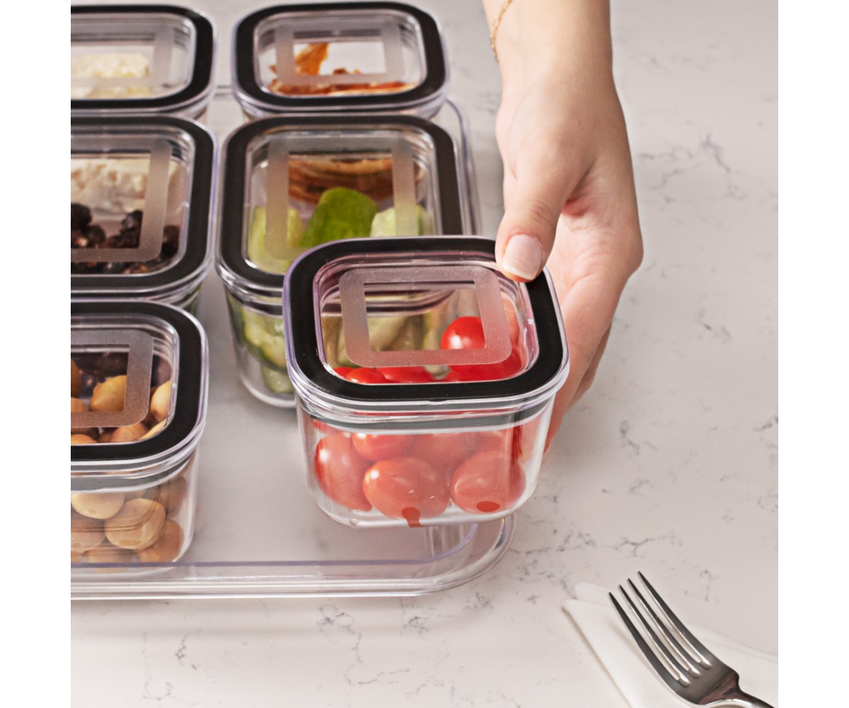 Porsima Azza Maxi 13 Piece Storage Set with Vacuum Lid for Snacks and Breakfast Black
