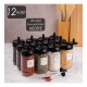 Porsima Nur-921 Spice Set with Spoon, 12-Piece Spice Jar with Label, Black Porsima Nur-921 Spice Set with Spoon, 12-Piece Spice Jar with Label, Black
