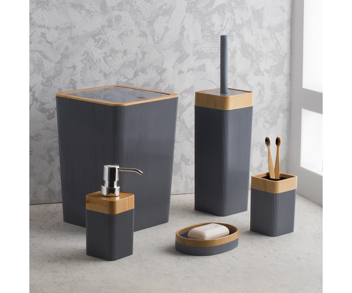 Porsima Still 5 Piece Square Bathroom Set Anthracite