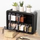 Porsima Set of 6 Spice Jars with Stand, Self-Adhesive Spice Set with Spoon and Lid, Black