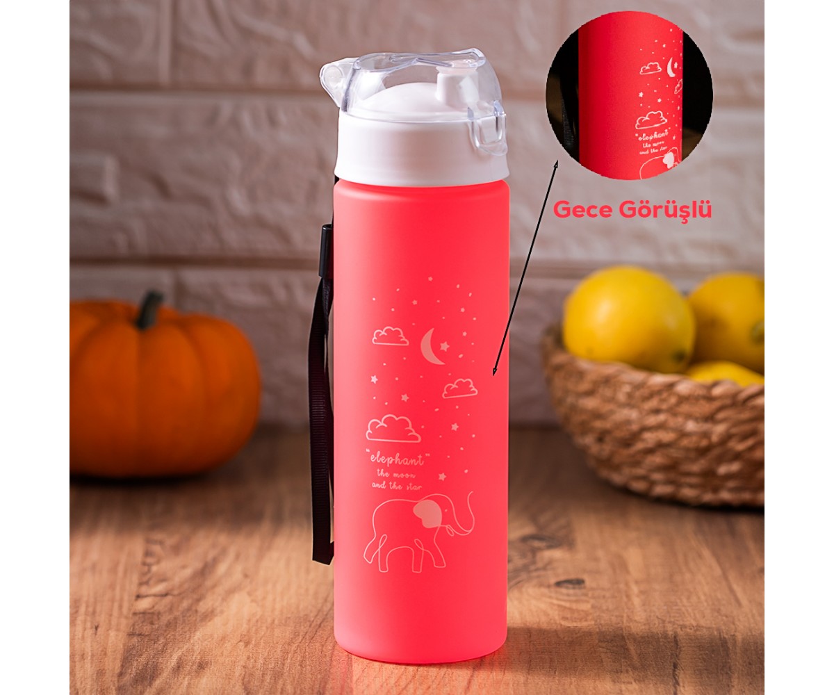 Porsima 700.080 Water Bottle Night Vision Colorful Highlighter Water Bottle Neon Patterned Water Bottle Pink - 500 ml