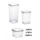 Porsima 433-6 18-Piece Square Labeled Food Provisions Spice Storage Container Set 6x(0.60+1.30+1.90 lt) Transparent