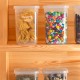 Porsima 431-12 12-Piece Labeled Square Storage Container Flour Food Provisions Pulses Storage Container - 1.30 lt Transparent