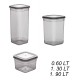 Porsima 433-GR-6 18 Liter Square Labeled Food Provisions Spice Storage Container Set 6x(0.60+1.30+1.90) Lt Gray