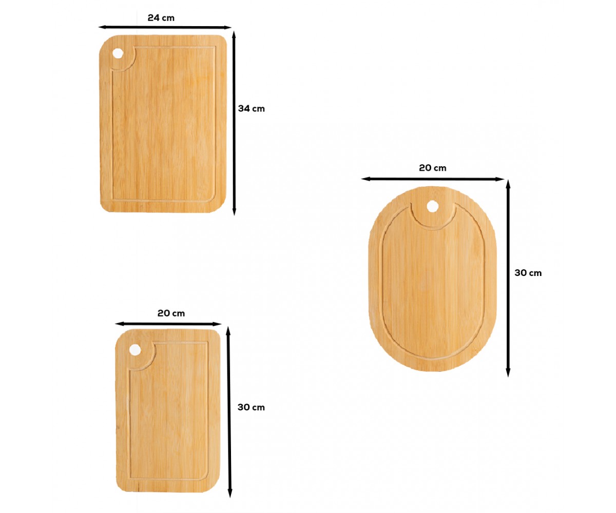 Porsima TE-170 Kesme Tahtası - Sunum Tahtası Seti 2 Dik 1 Oval