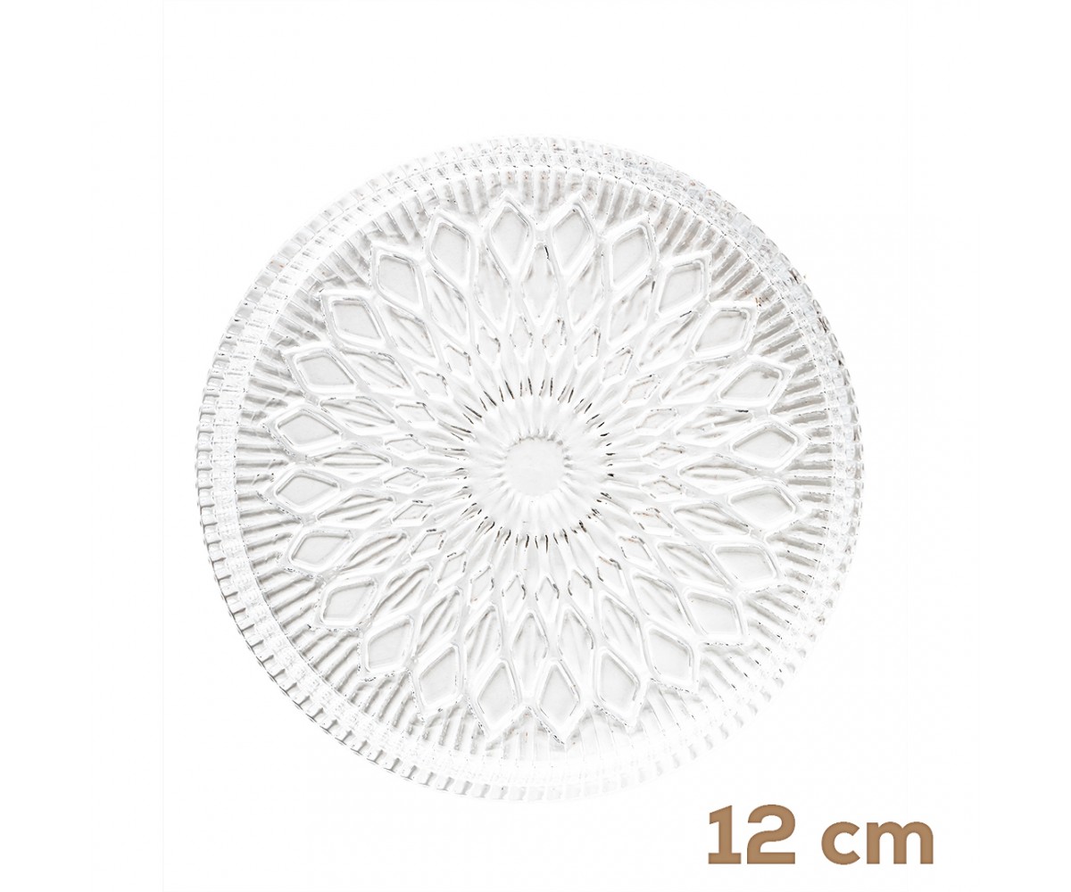 Porsima Alya Patterned Upright Plate - 6 Piece Glass Presentation Cake Cookie Cake Catering Serving Plate - 12 cm