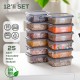 Porsima 1021 12-Piece Labeled Rectangular Food Provisions Pulses Storage Container 700 cc - Anthracite