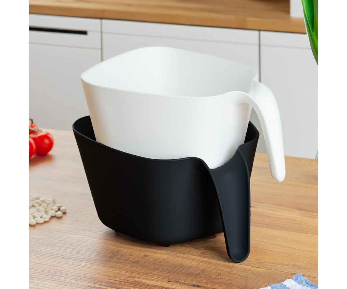 Porsima G-577 2 Piece Plastic Strainer Multi-Purpose Pasta Fruit Vegetable Rice Washing Strainer Black White