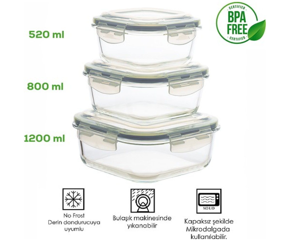 Porsima Porcelain Multi-Purpose Glass 6-Piece Food Storage Container Set with Lockable Leakproof Lid Porsima Porcelain Multi-Purpose Glass 6-Piece Food Storage Container Set with Lockable Leakproof Lid