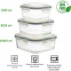 Porsima Porcelain Multi-Purpose Glass 6-Piece Food Storage Container Set with Lockable Leakproof Lid Porsima Porcelain Multi-Purpose Glass 6-Piece Food Storage Container Set with Lockable Leakproof Lid