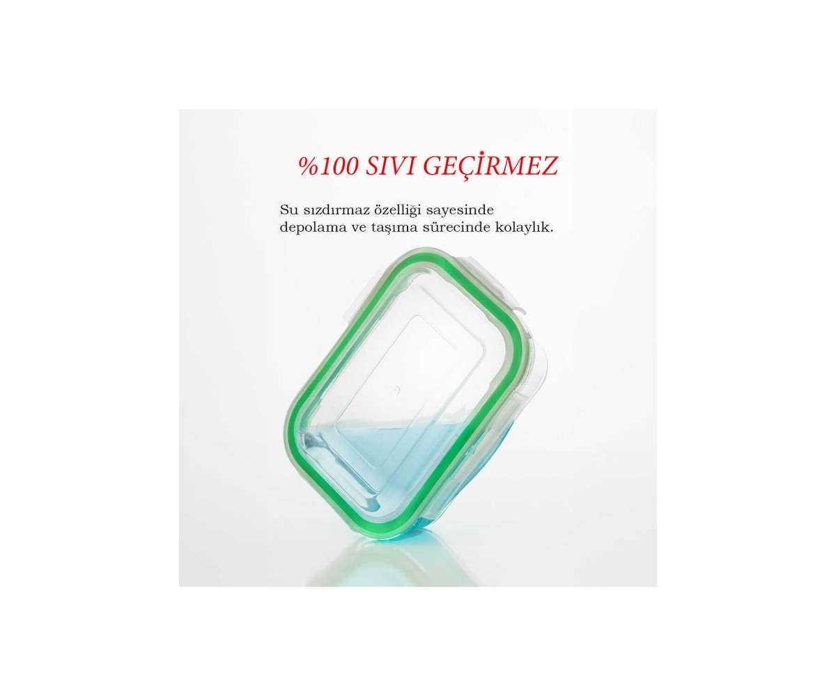 Porsima Set of 6 Glass Food Storage Containers with Leakproof Lockable Lids Green