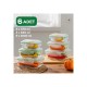 Porsima Set of 6 Glass Food Storage Containers with Leakproof Lockable Lids Green