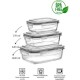 Porsima Set of 6 Glass Multi-Purpose Food Storage Containers with Leak-Proof Lockable Lid - Gray