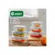 Porsima Set of 6 Glass Multi-Purpose Food Storage Containers with Leak-Proof Lockable Lid - Gray