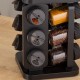 Porsima 1080 Square Prism 12-Piece Glass Spice Jar with Rotating Stand and Rotating Lid-Organizer-Black