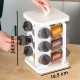 Porsima 1081 Square Prism 12-Piece Glass Spice Jar with Rotating Stand and Rotating Lid-Organizer Organizer-White Anthracite