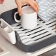 Porsima AKL-060 Gray Luxury Plate Rack Dish Rack-Dish Basket with Directional Water Flow Channel-With Cutlery