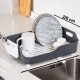 Porsima AKL-060 Gray Luxury Plate Rack Dish Rack-Dish Basket with Directional Water Flow Channel-With Cutlery