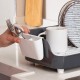 Porsima AKL-060 Gray Luxury Plate Rack Dish Rack-Dish Basket with Directional Water Flow Channel-With Cutlery
