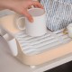 Porsima AKL-060 Beige Luxury Plate Rack Dish Rack-Dish Basket with Directional Water Flow Channel-With Cutlery