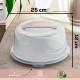 Porsima 1092 Gray Round Cake Pastry Storage Container - Carrying Jar with Locked Lid 25 cm
