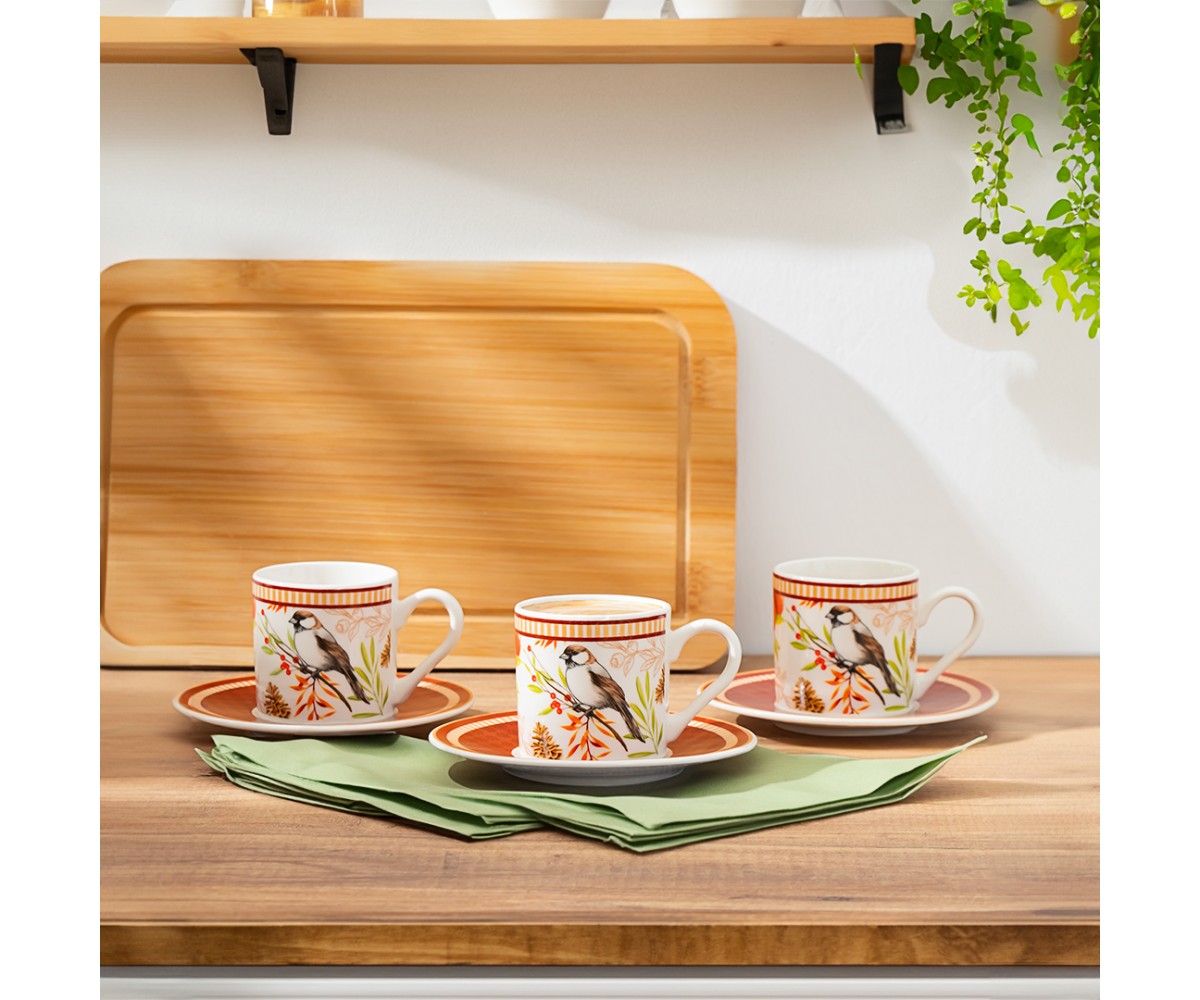 Porsima TE-212 Hudd Cup Set-Patterned Porcelain Cup Set-Turkish Coffee 90 cc for 6 People Porsima TE-212 Hudd Cup Set-Patterned Porcelain Cup Set-Turkish Coffee 90 cc for 6 People