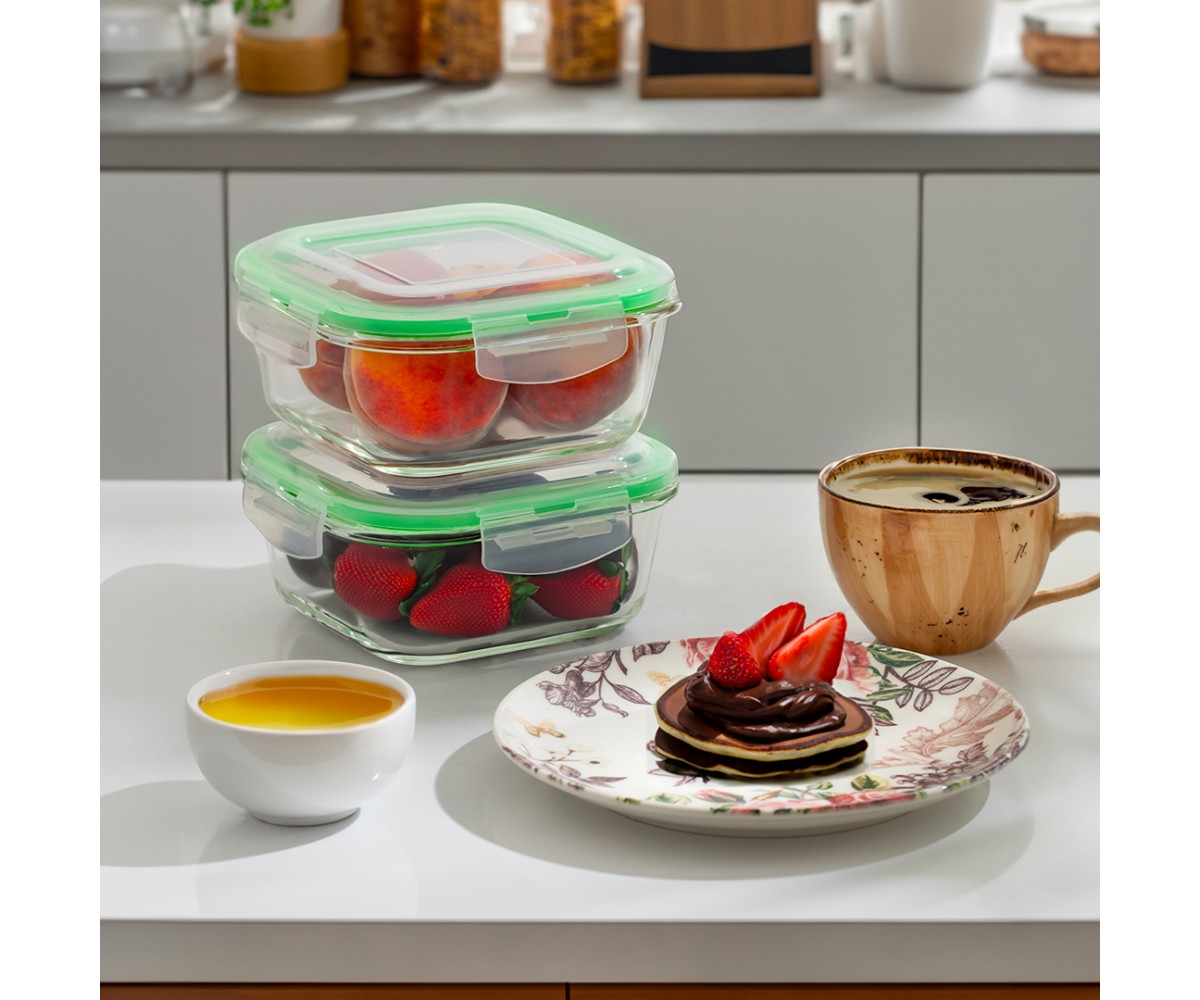 Porsima 800 Ml Glass Storage Container - Green Porsima 800 Ml Glass Storage Container - Green