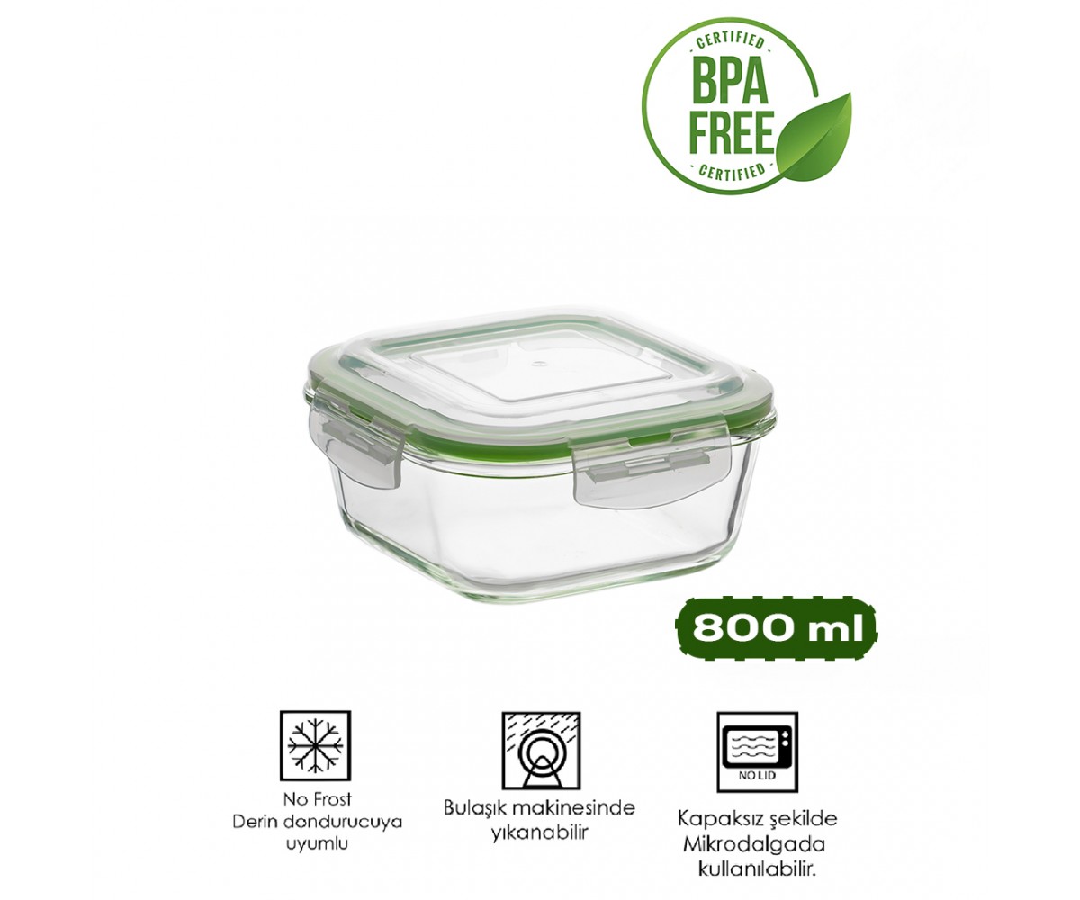 Porsima 800 Ml Glass Storage Container - Green Porsima 800 Ml Glass Storage Container - Green