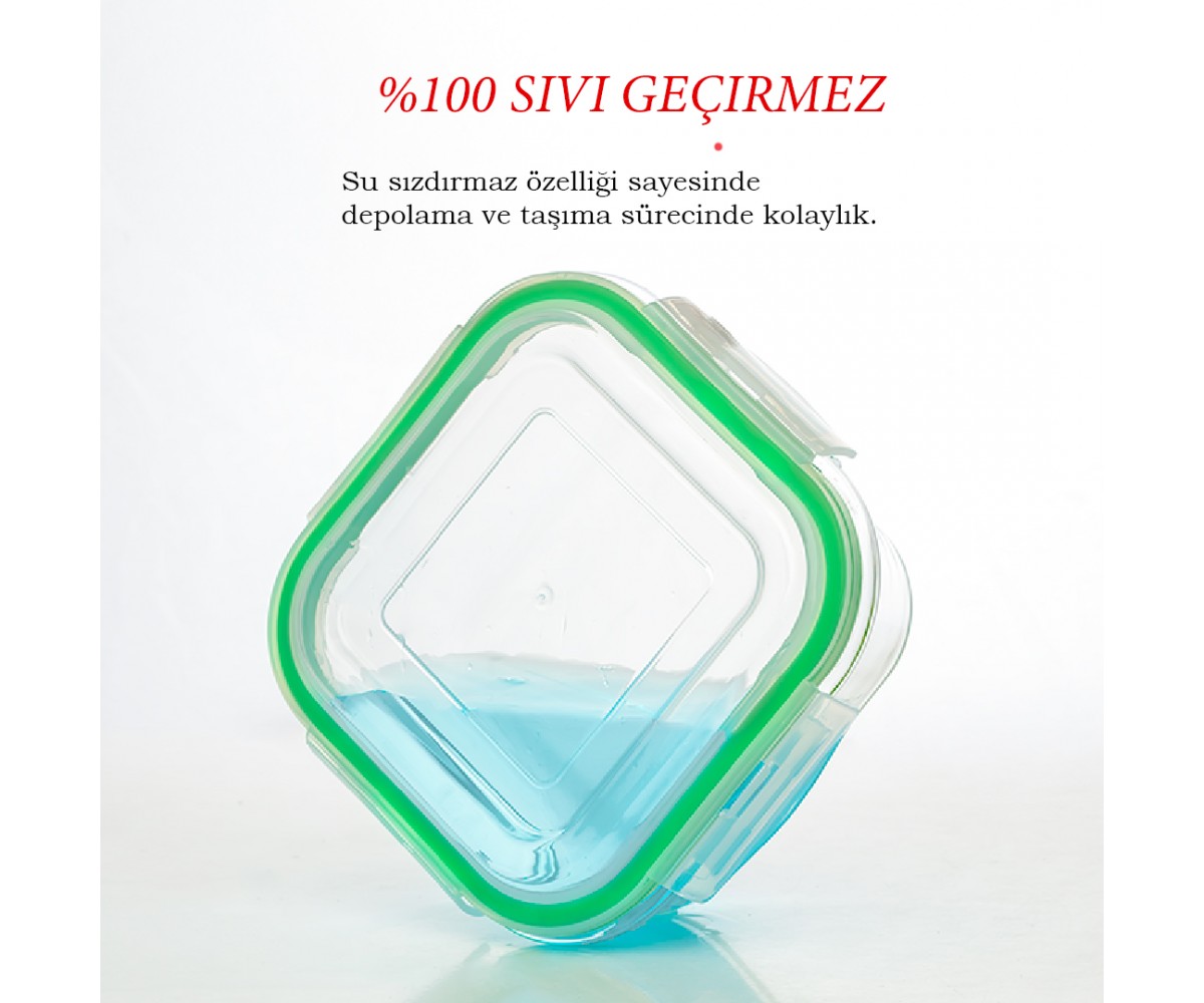 Porsima 800 Ml Glass Storage Container - Green Porsima 800 Ml Glass Storage Container - Green