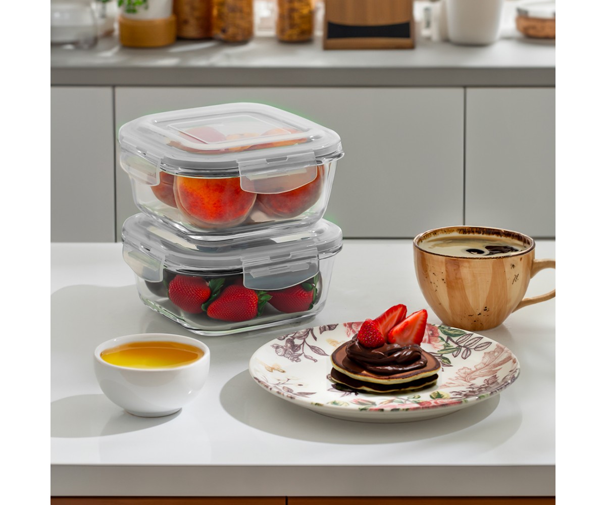 Porsima 800 Ml Glass Storage Container - Gray Porsima 800 Ml Glass Storage Container - Gray