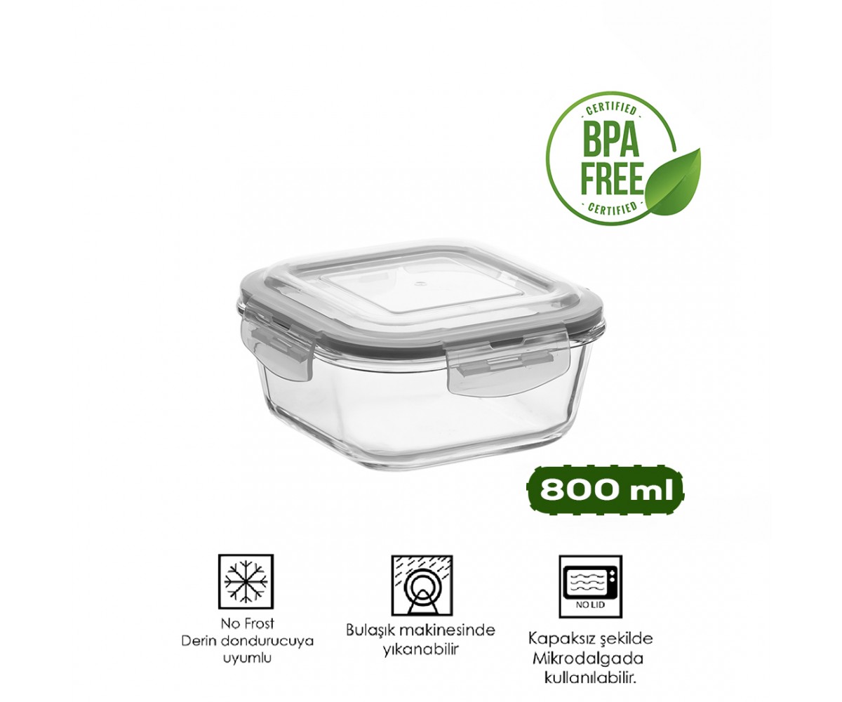 Porsima 800 Ml Glass Storage Container - Gray Porsima 800 Ml Glass Storage Container - Gray