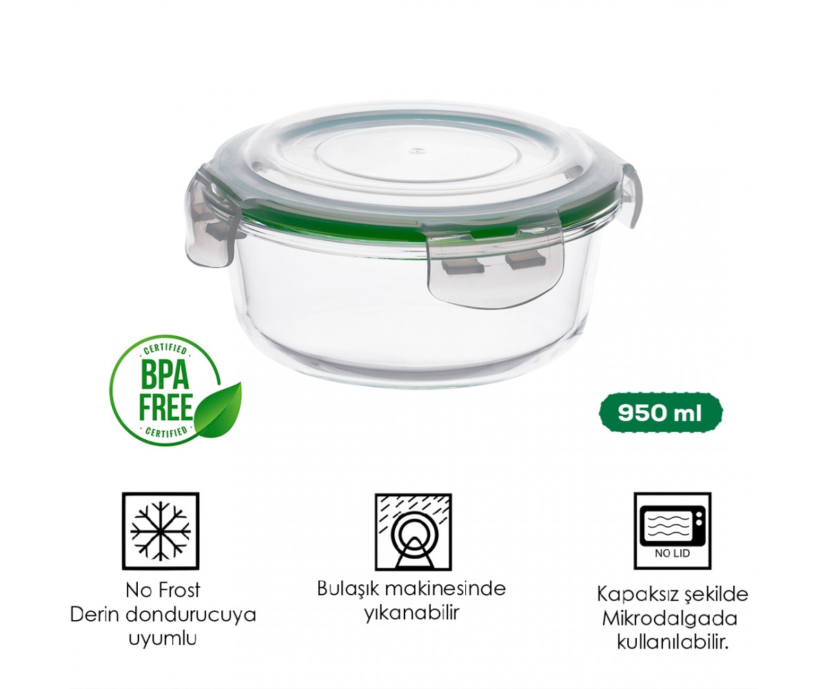 Porsima 950 Ml Glass Storage Container - Green