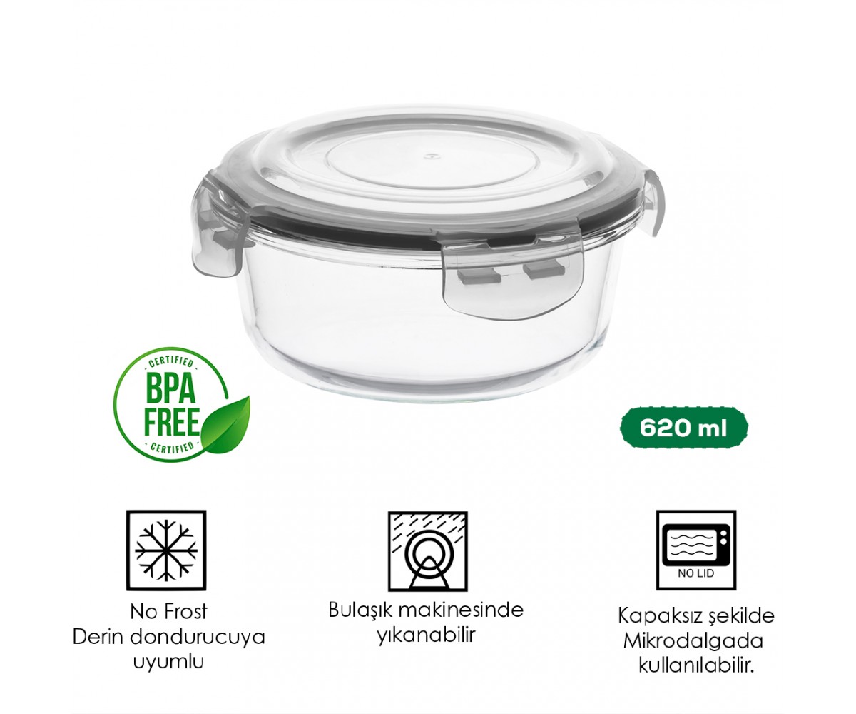 Porsima 620 Ml Glass Storage Container - Gray